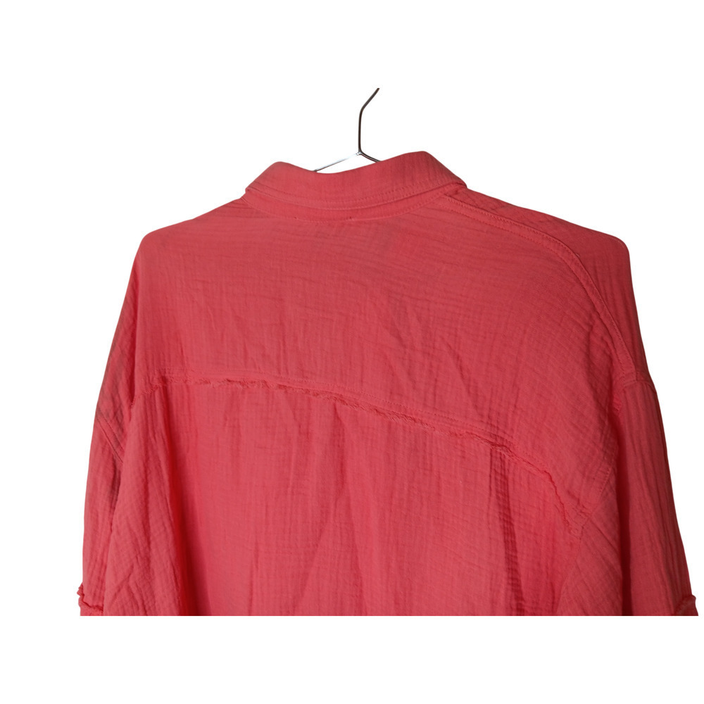 New Easel Los Angeles 2X Coral Pink Gauze Cotton Button Front Top Oversized - Picture 14 of 16